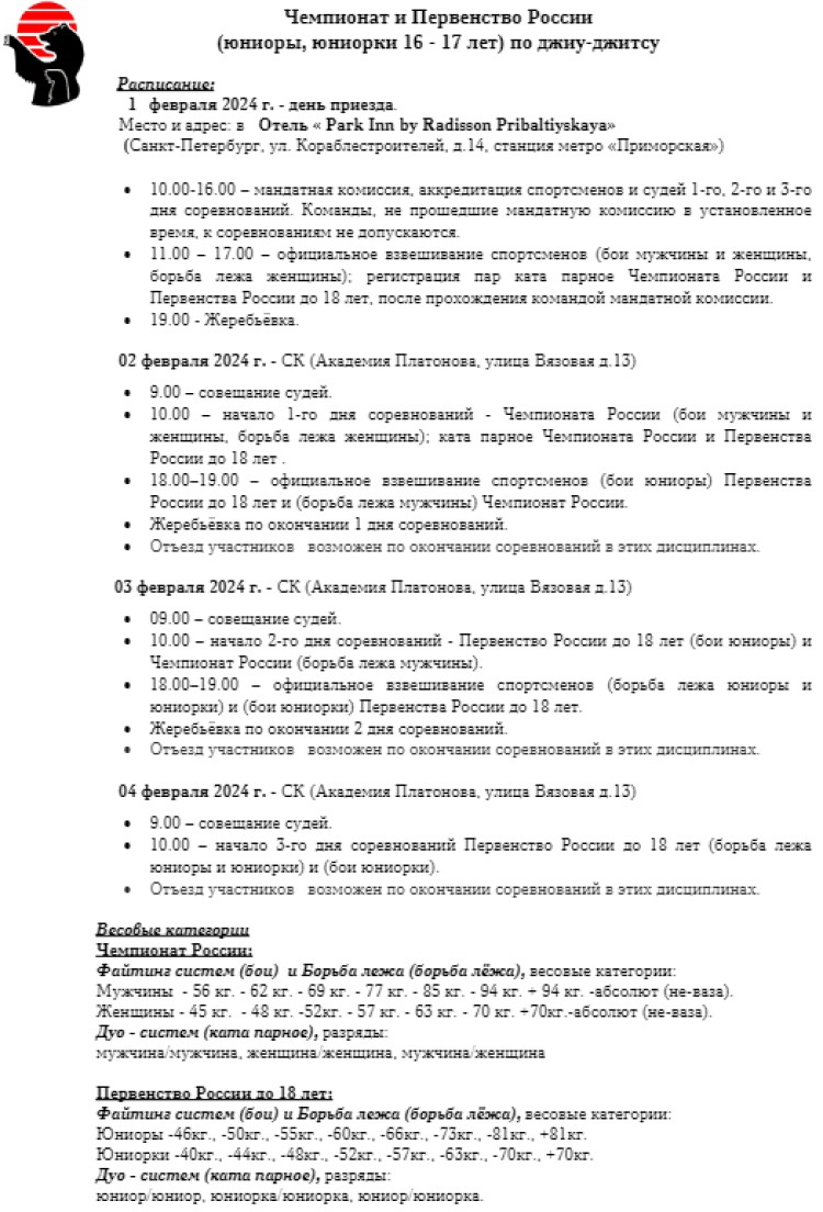 Джиу-джитсу - СПб 16-17 лет - программа