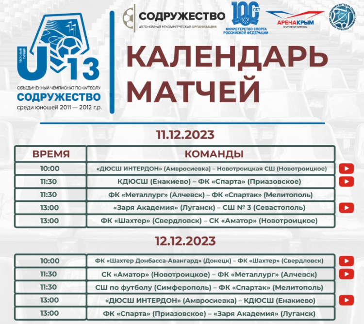 Футбол - Объединенный чемпионат Содружество - U13 - календарь1