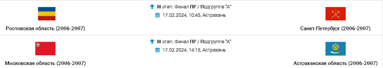 Гандбол - Астрахань 2024 девушки 2007-2008 - календарь игр - группа А после 2го тура