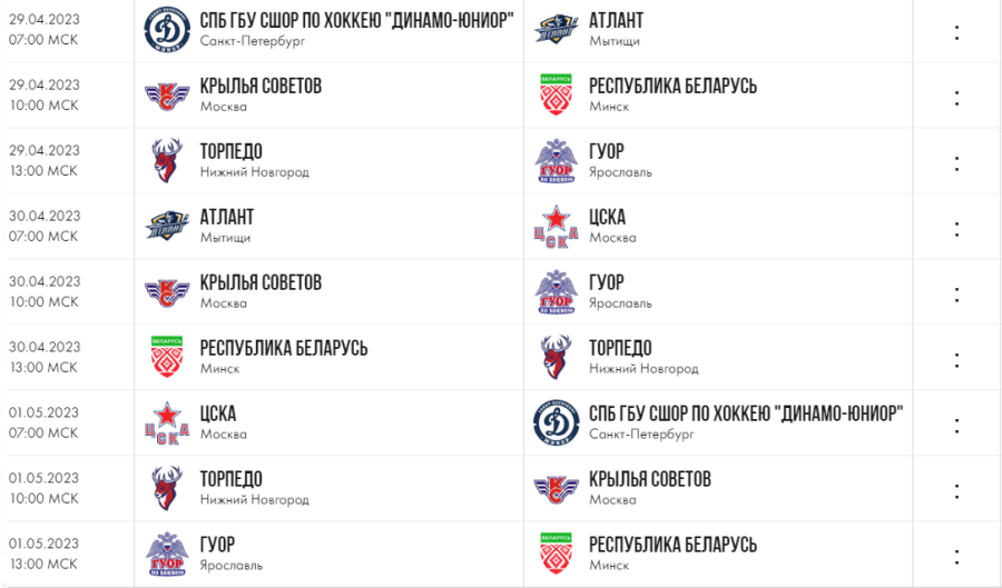 Хоккей - Омск ЮХЛ до 18 лет - группа Б - календарь оставшихся игр после 4го тура 