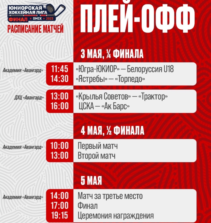 Хоккей - Омск ЮХЛ до 18 лет - календарь плей-офф