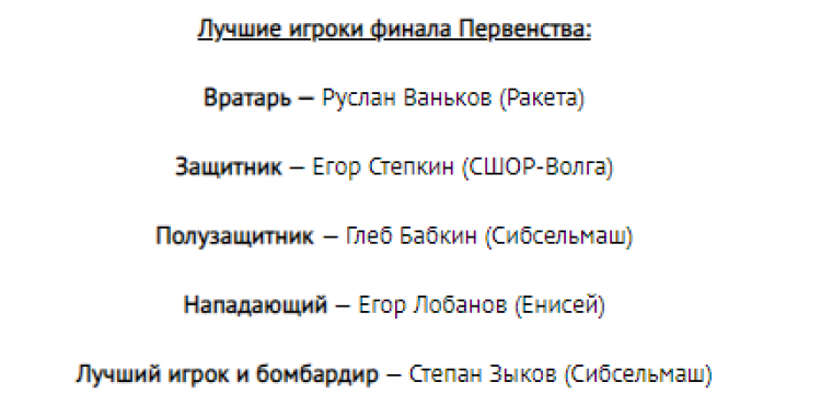 Хоккей с мячом - Ульяновск 2008-2009 гр - лучшие игроки