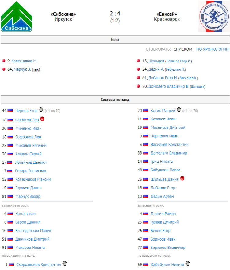 Хоккей с мячом - Ульяновск 2008-2009 гр - протокол тур3 матч4