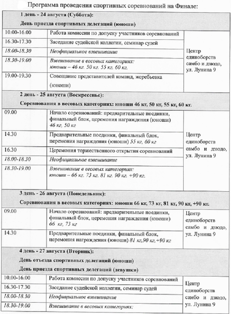 Летняя Спартакиада учащихся - дзюдо 2024 Армавир - программа1