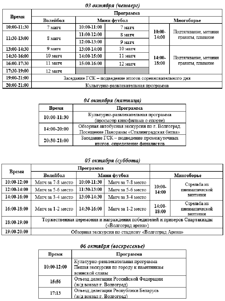 Спартакиада СГ 2024 - первый этап - Волгоград Волжский - программа2