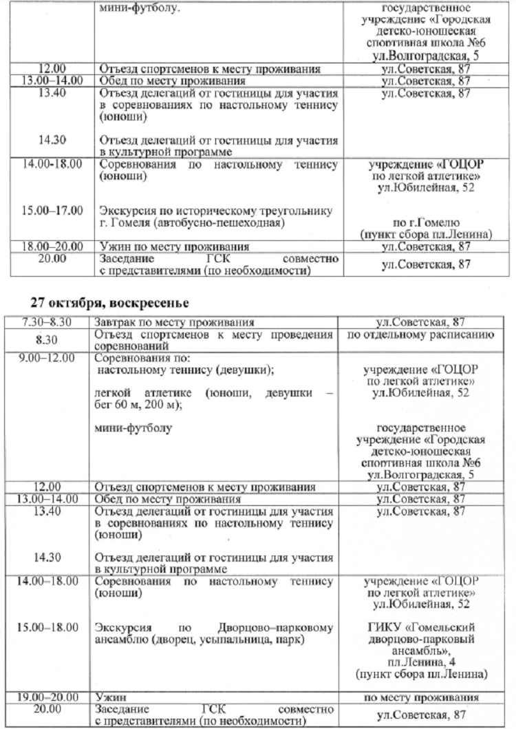 Спартакиада СГ 2024 - третий этап - Гоиель - программа2