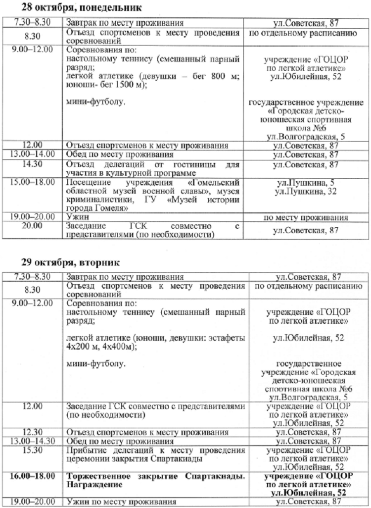 Спартакиада СГ 2024 - третий этап - Гоиель - программа3