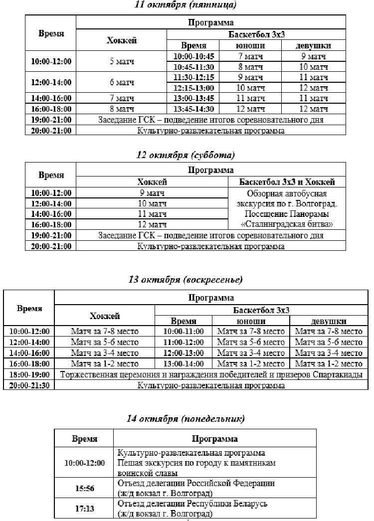 Спартакиада СГ 2024 - второй этап - Волгоград Волжский - программа2