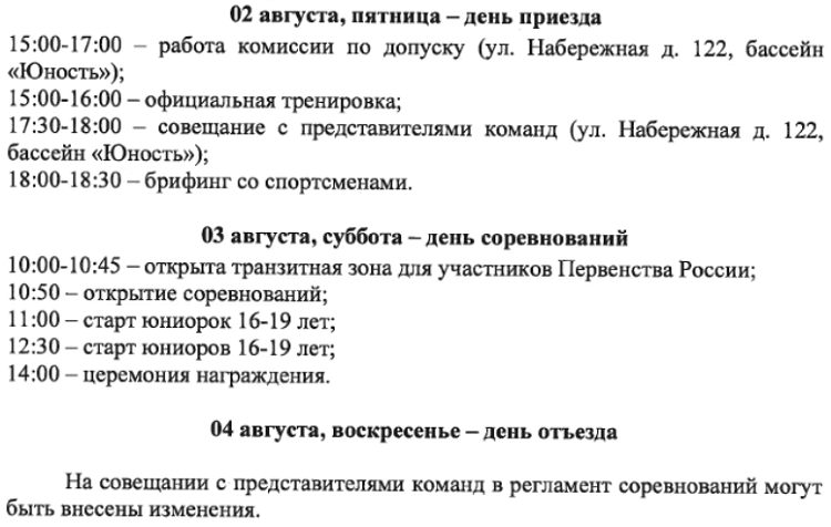 Триатлон - Уфа 2024 триатлон-спринт 16-19 лет - программа